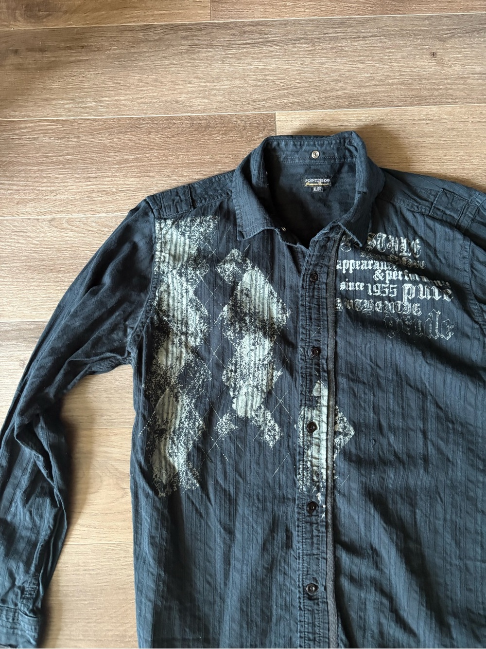 Black Graphic Button-Up Shirt - Picture 2 of 5